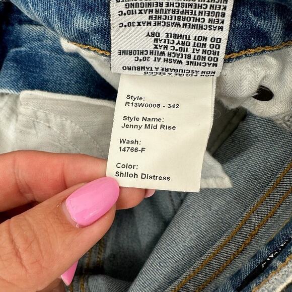 R13 Jenny Mid Rise Skinny Jean Shiloh Distress Uneven Raw Hem - Picture 8 of 8